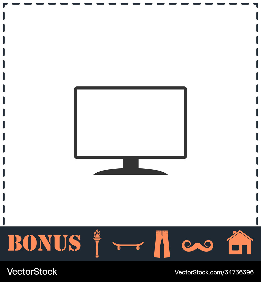 Monitor icon flat Royalty Free Vector Image - VectorStock