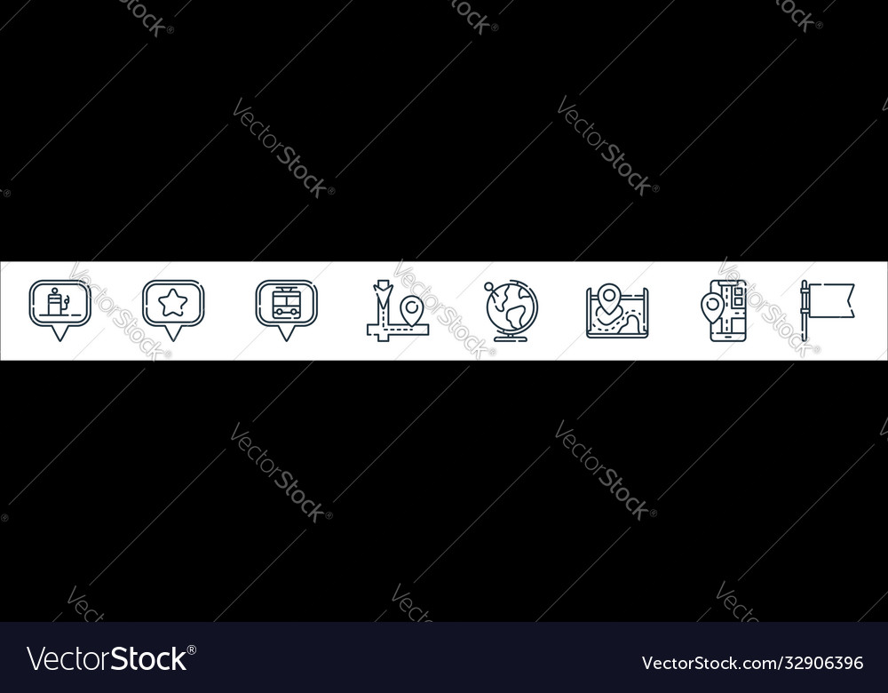 Navigation and maps line icons linear set quality vector image Navigation and maps line icons linear set quality