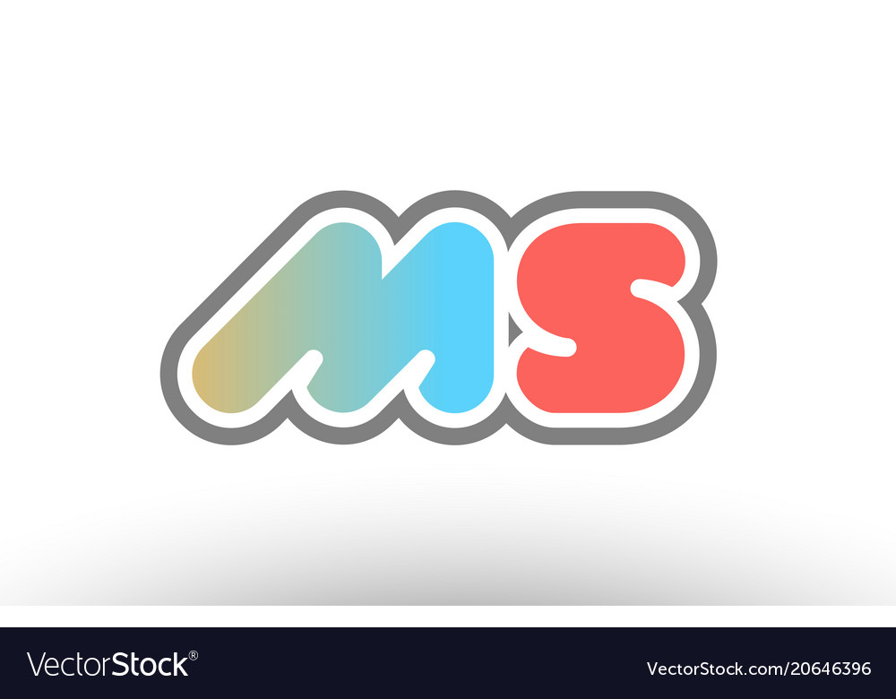 Orange pastel blue alphabet letter ms m s logo