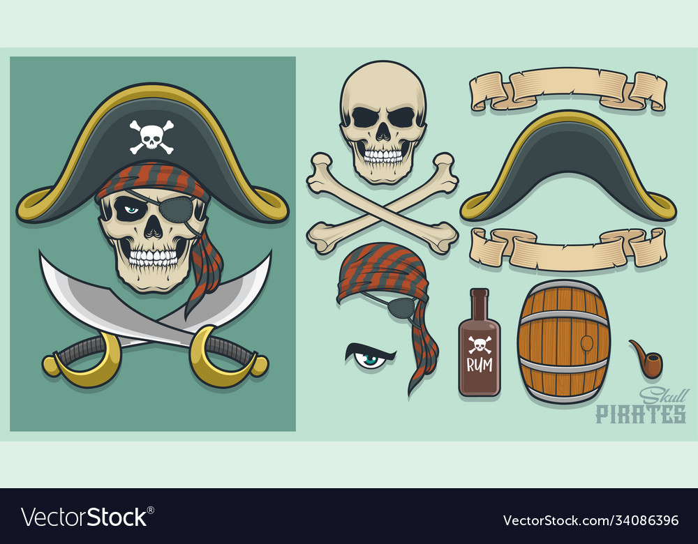 Pirate elements for creating mascot and logo vector image Pirate elements for creating mascot and logo