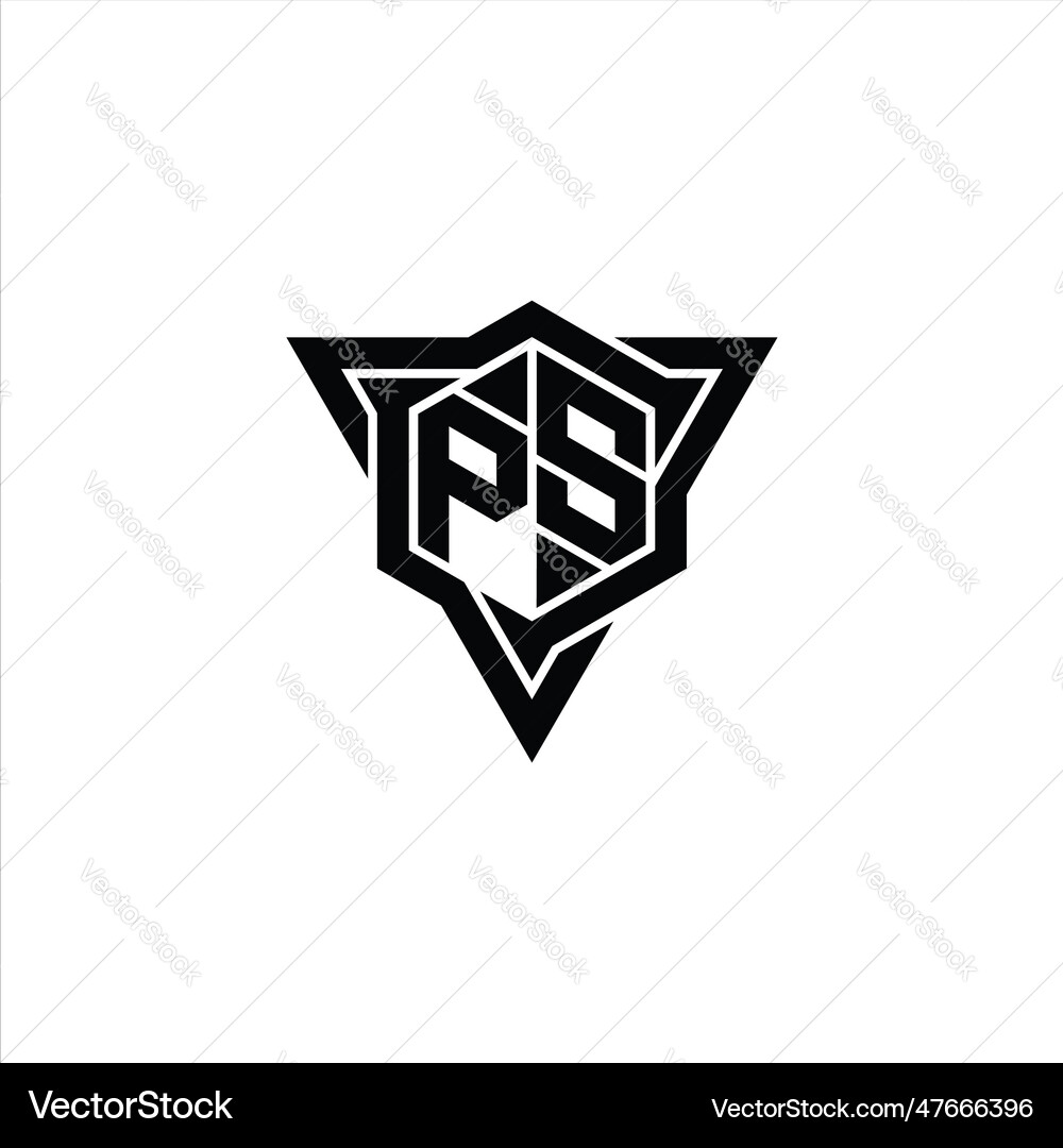 Ps logo monogram hexagon shape with triangle Vector Image