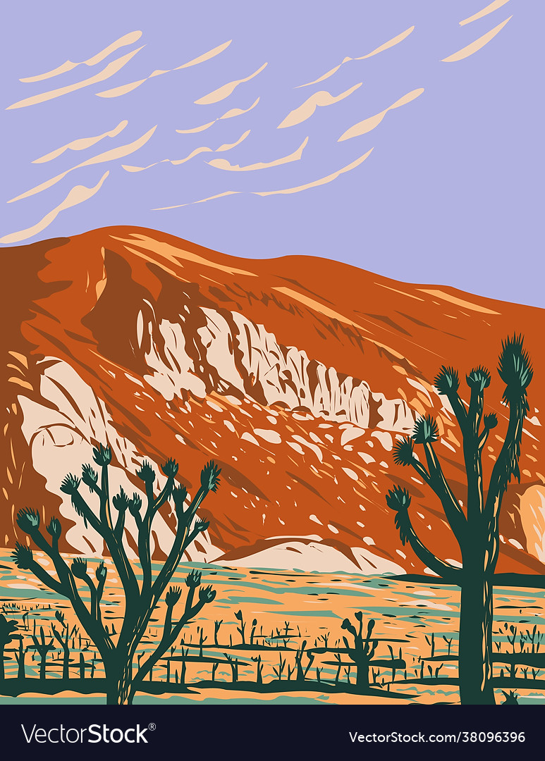 Ryan mountain in joshua tree national park vector image Ryan mountain in joshua tree national park