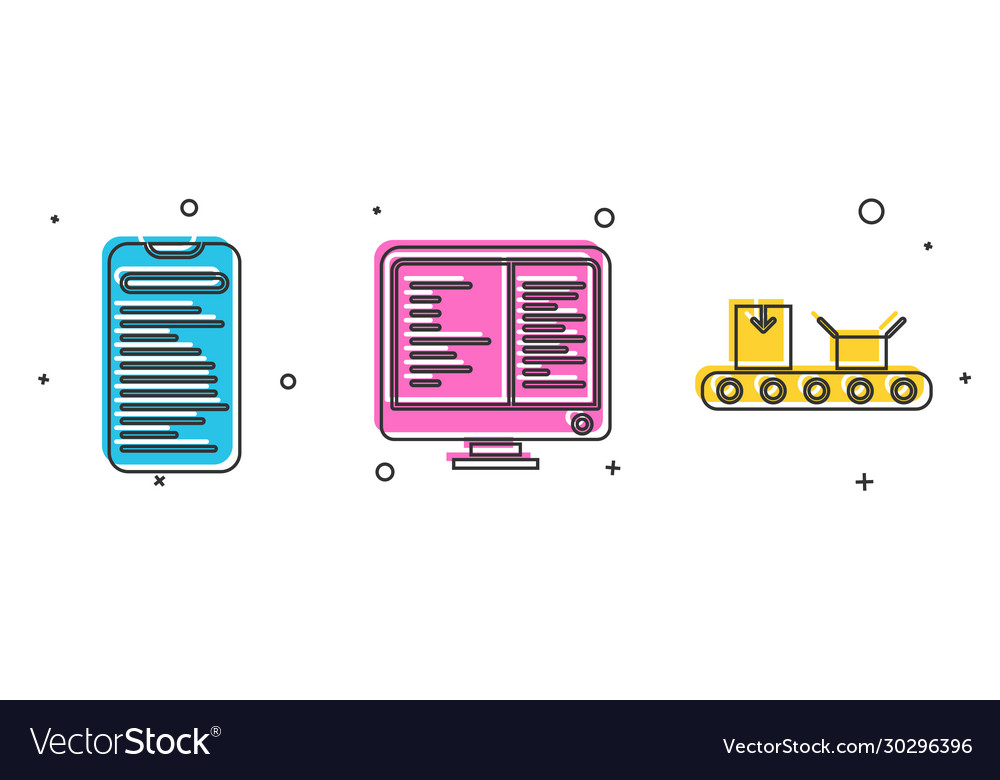 Set computer api interface monitor vector image Set computer api interface monitor