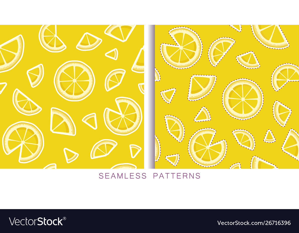Set seamless patterns with white lemon Vector Image Set seamless patterns with white lemon