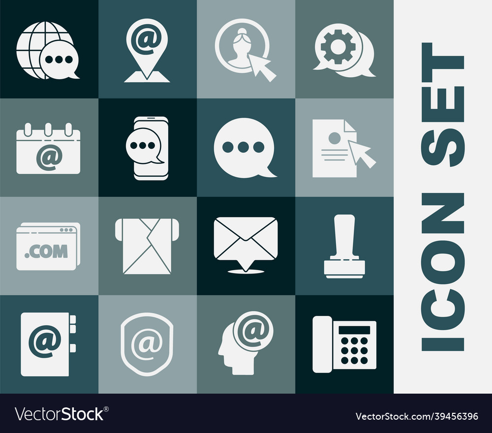 Set telephone stamp document and cursor create vector image Set telephone stamp document and cursor create