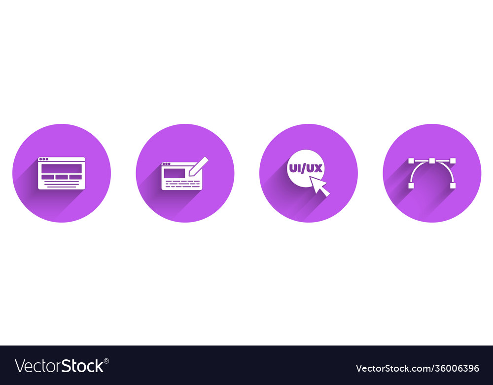 Set ui or ux design and bezier curve icon vector image Set ui or ux design and bezier curve icon