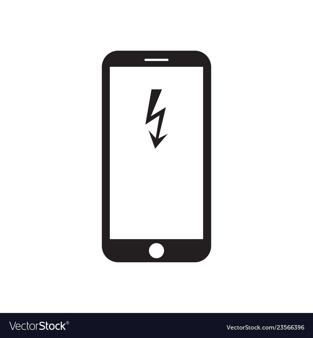 Smartphone with lightning icon on the screen