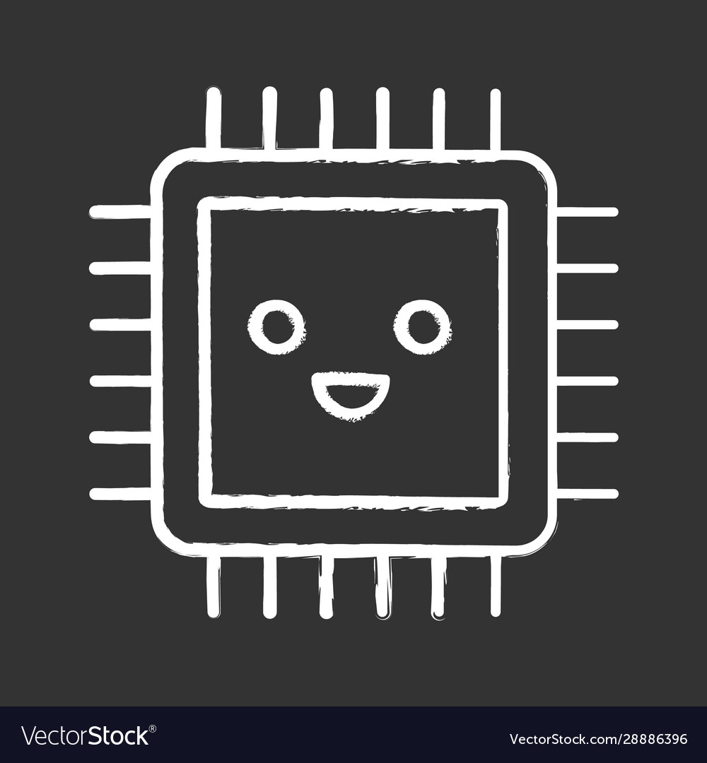 Smiling processor chalk icon vector image Smiling processor chalk icon