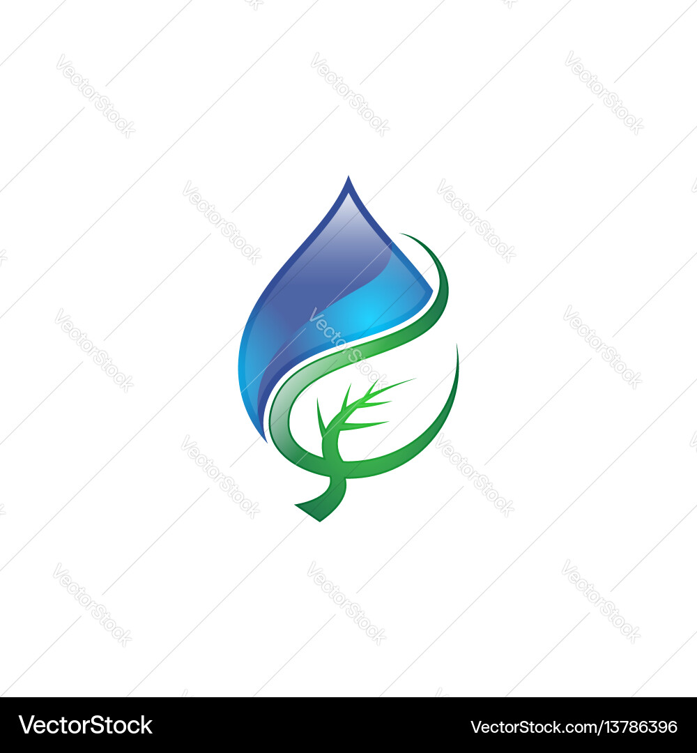 Water drop leaf logo Royalty Free Vector Image