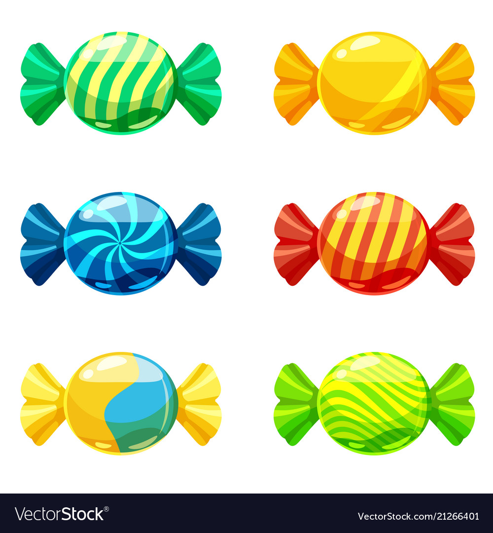 A set of sweet candies in package different Vector Image