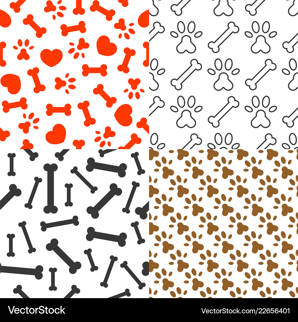 Bone Paw Print Seamless Pattern Royalty Free Vector Image