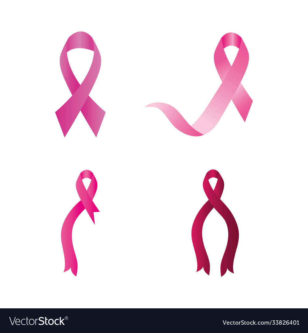 Breast cancer awareness and ribbons icon set Vector Image