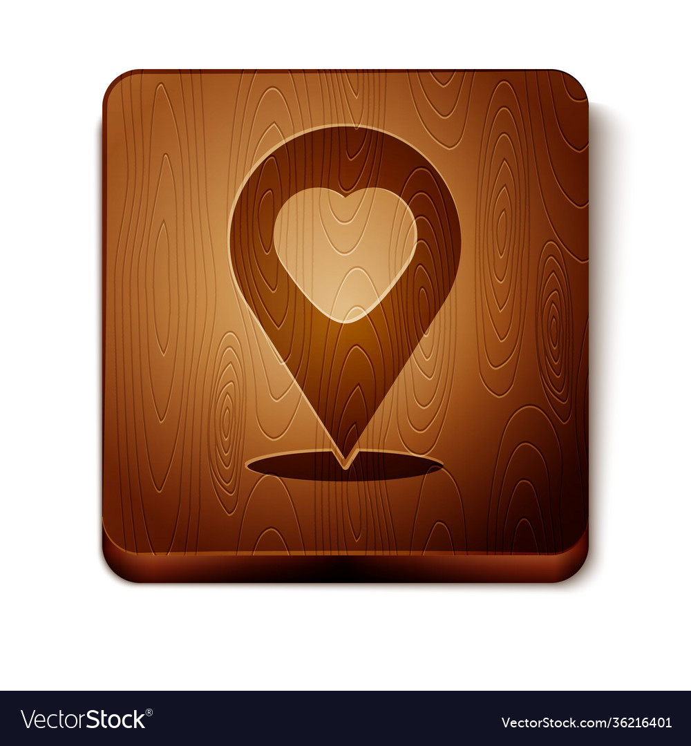 Brown map pointer with heart icon isolated vector image Brown map pointer with heart icon isolated