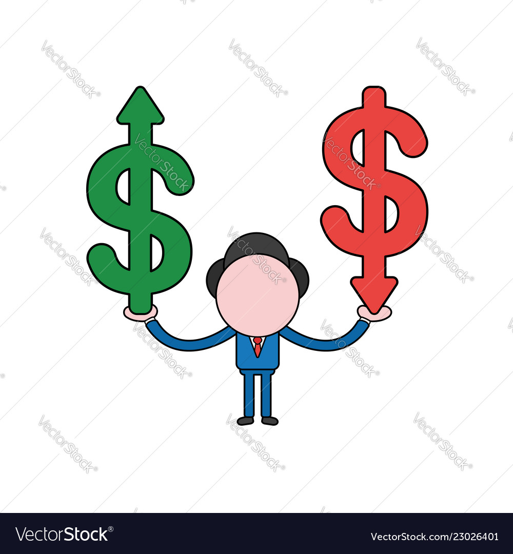 Businessman Character Holding Dollar Symbols Vector Image