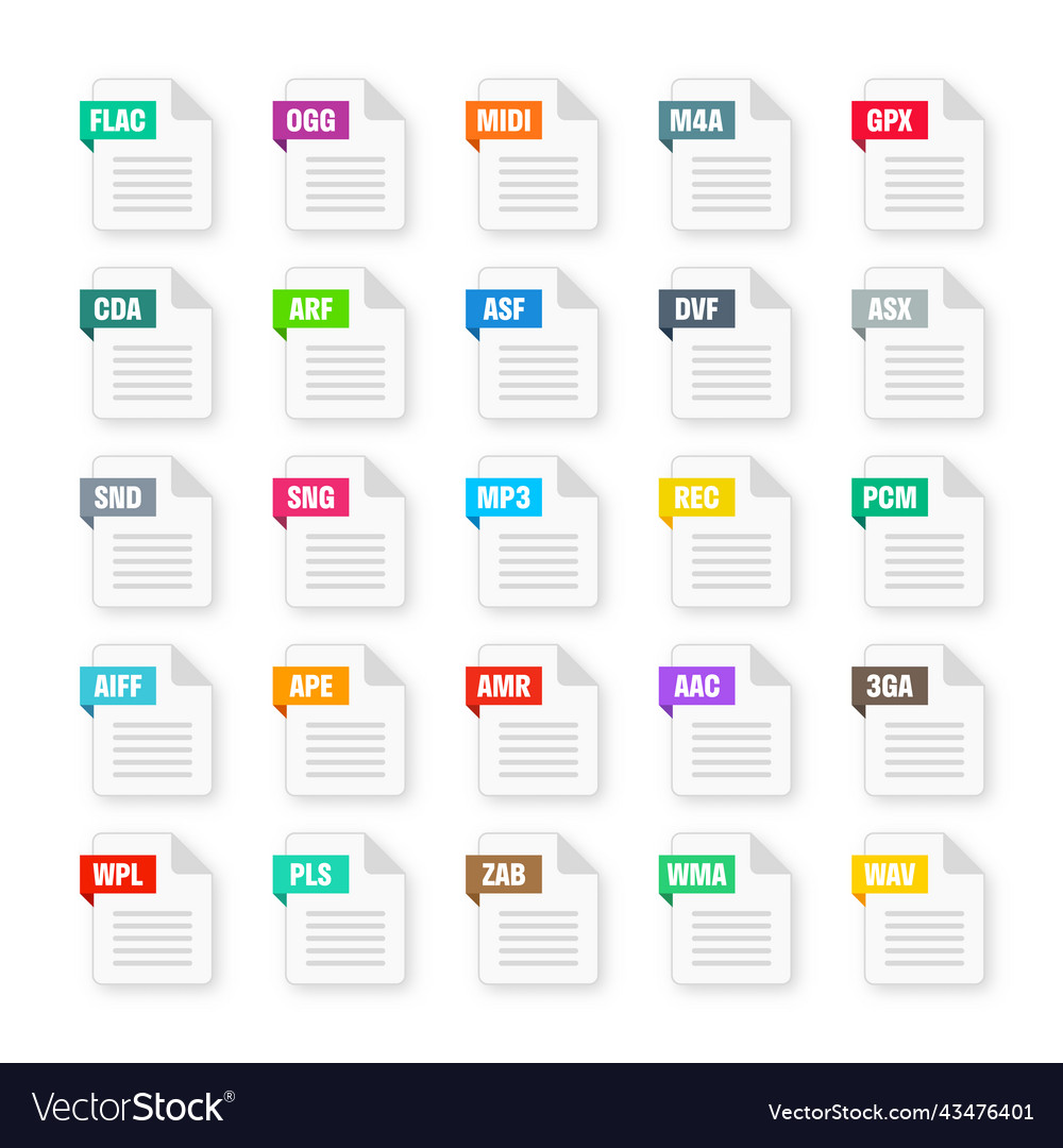 Common system file formats document types Vector Image