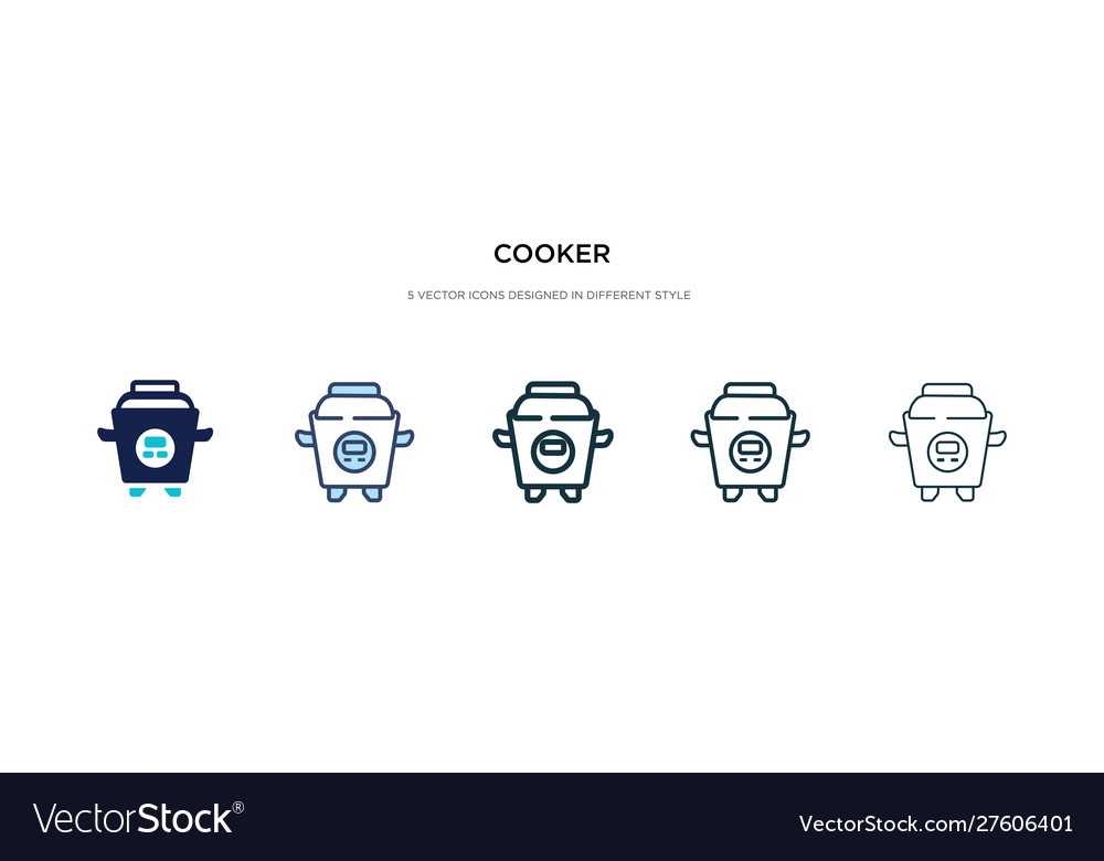 Cooker icon in different style two colored