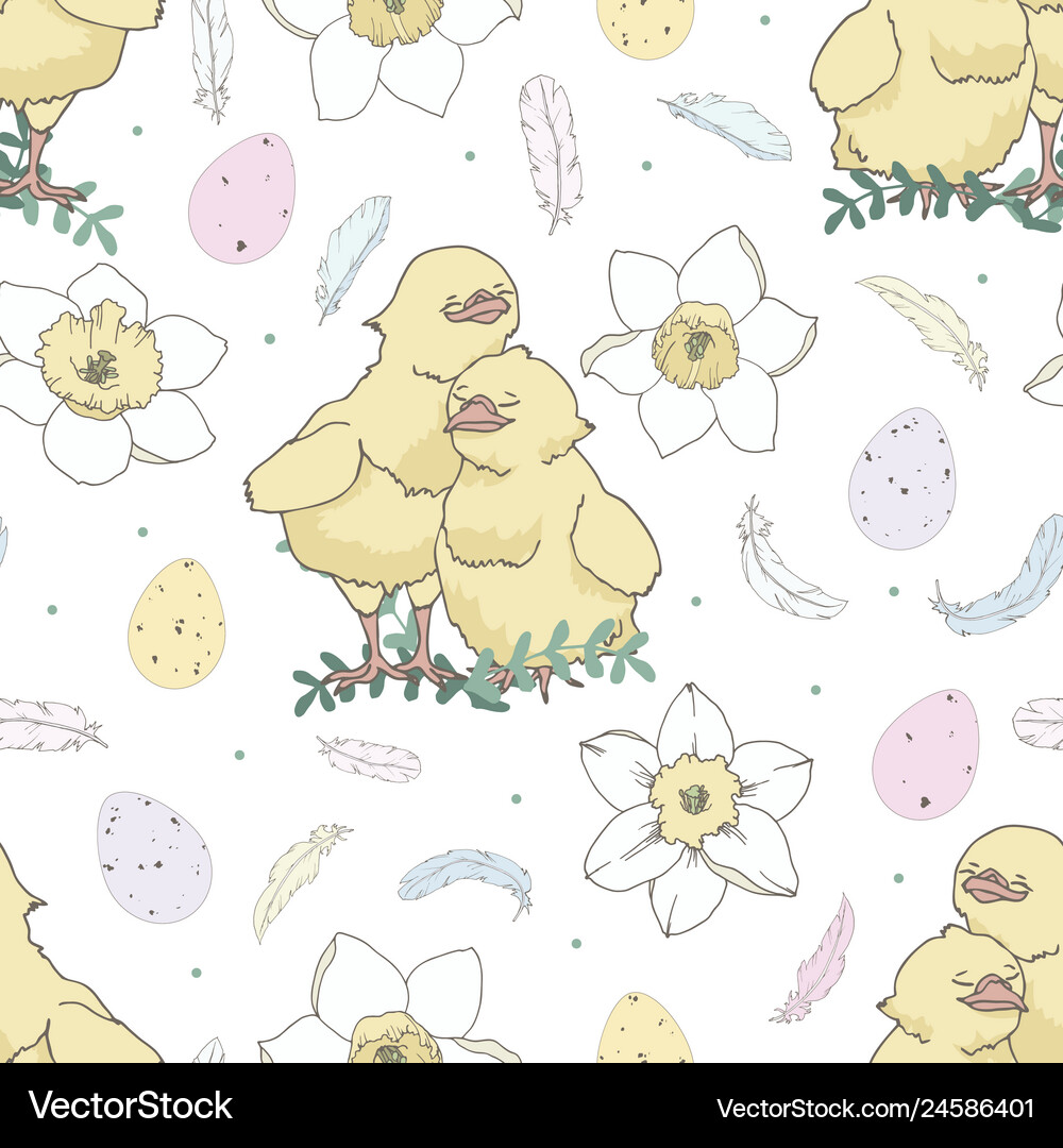 Easter pattern with cute chicken Royalty Free Vector Image