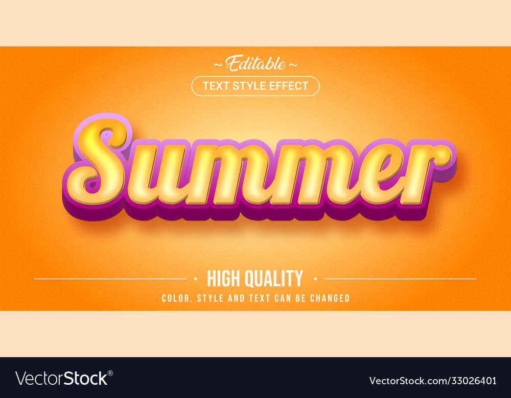 Editable text style effect - summer theme