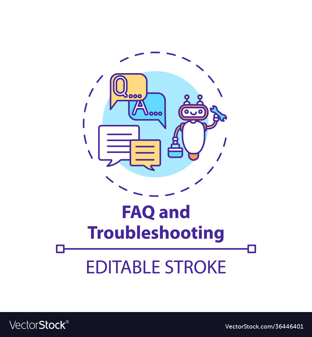 Faq and troubleshooting concept icon