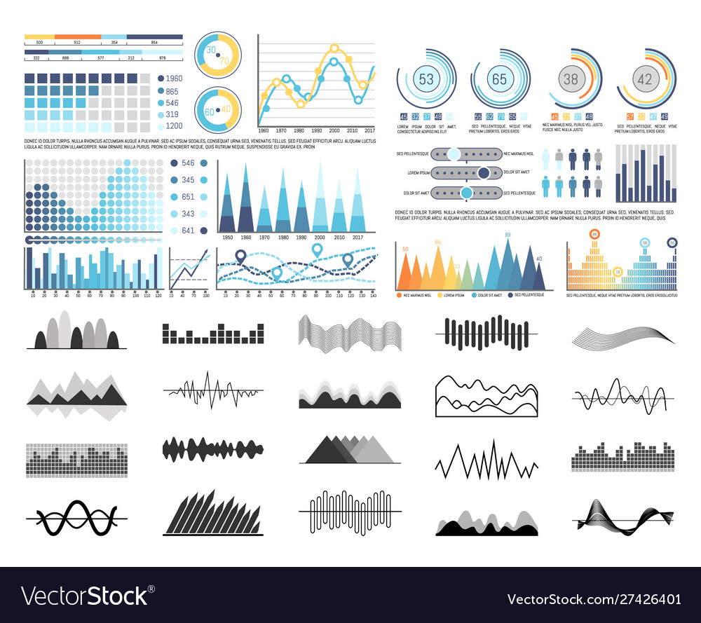 Graphics and flowcharts schemes charts set vector image Graphics and flowcharts schemes charts set