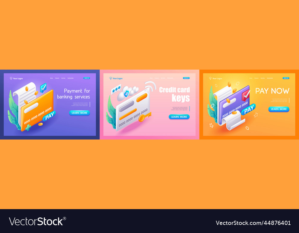 Kit trending landing pages 3d isometric cartoon Vector Image Kit trending landing pages 3d isometric cartoon Vector Image