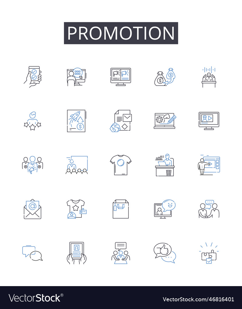 Promotion line icons collection advertisement