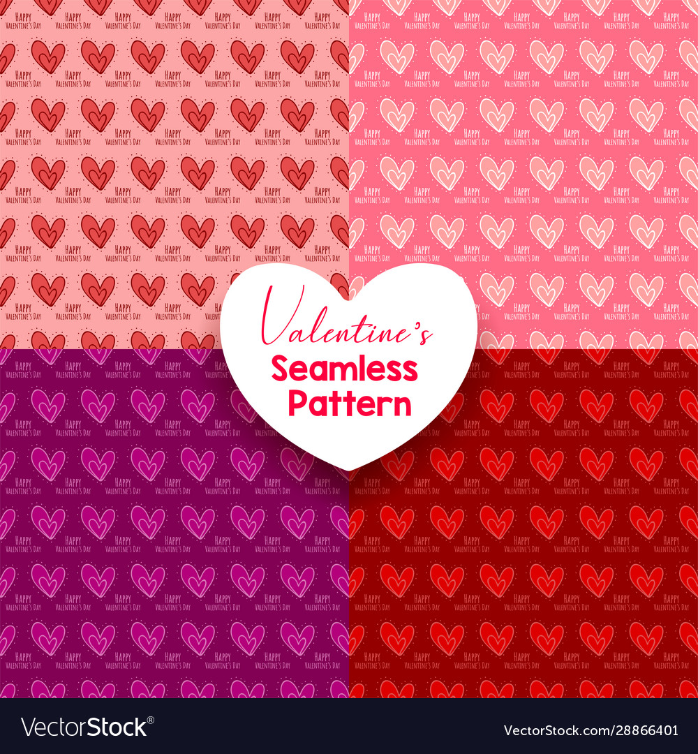 Set abstract heart seamless pattern background