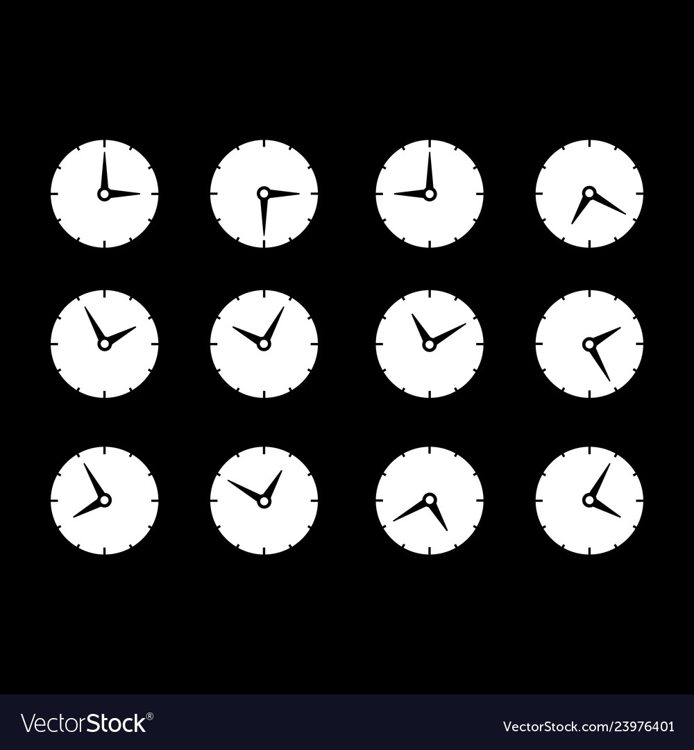 Set with different times og clock icons