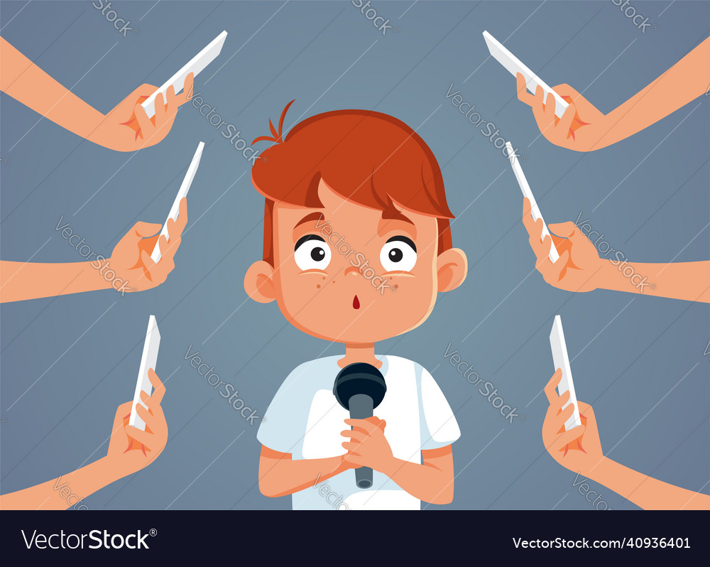 Shy boy having a stage fright moment cartoon Vector Image