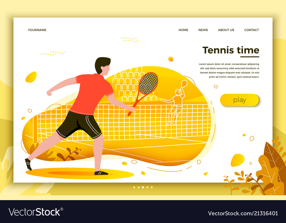 Sporty Man Playing Tennis Royalty Free Vector Image