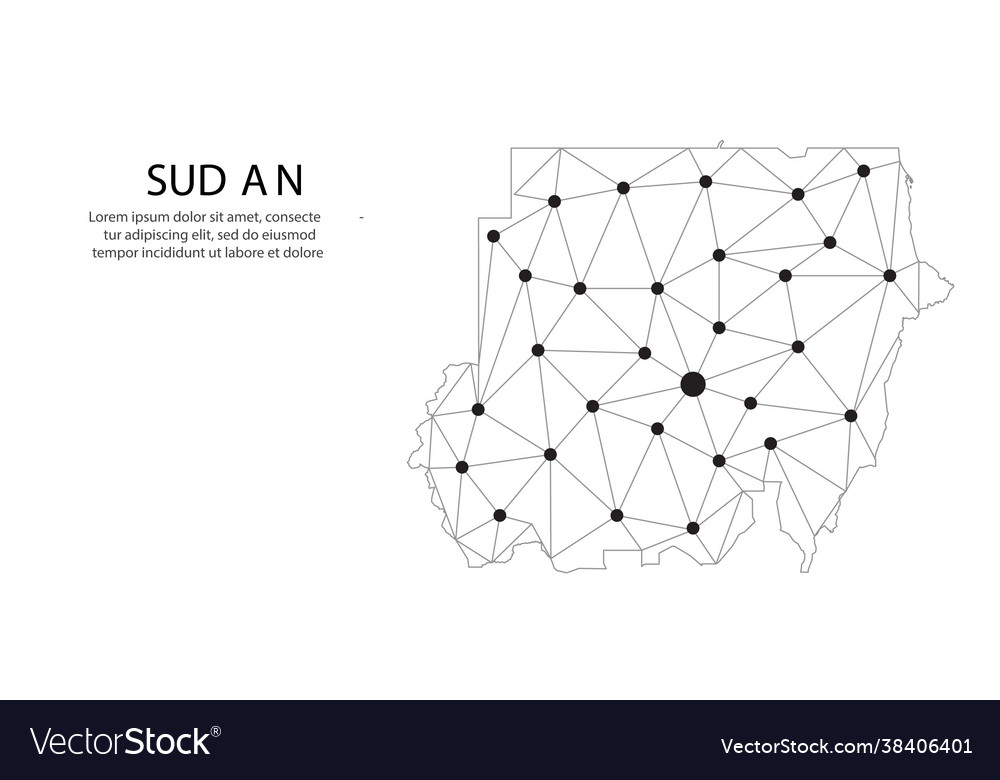 Sudan communication network map low poly image vector image Sudan communication network map low poly image