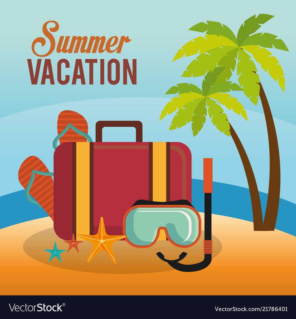 Summer vacations beach with icons Royalty Free Vector Image