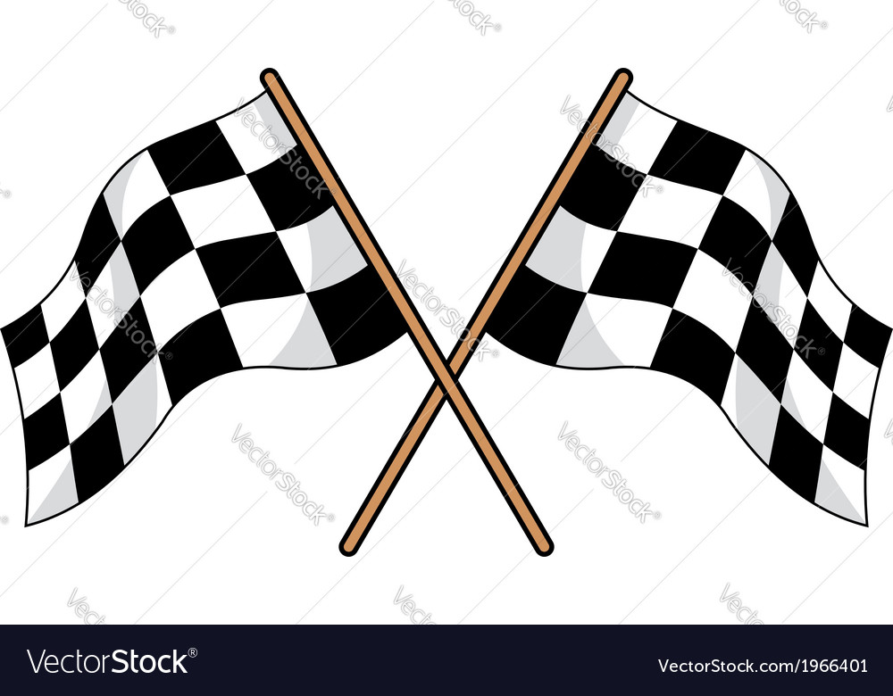 Two crossed black and white checkered flags Vector Image