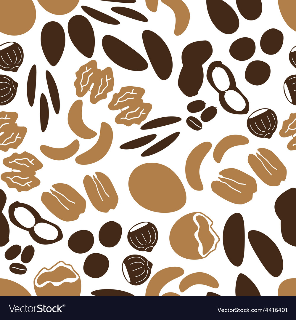 Various nuts types brown seamless pattern eps10