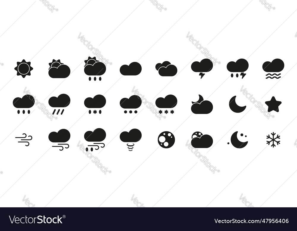 24-weather-set-black-icons-royalty-free-vector-image