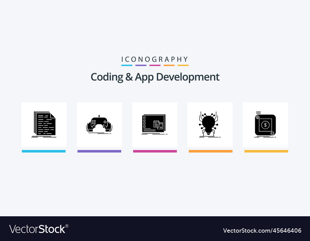 Coding and app development glyph 5 icon pack