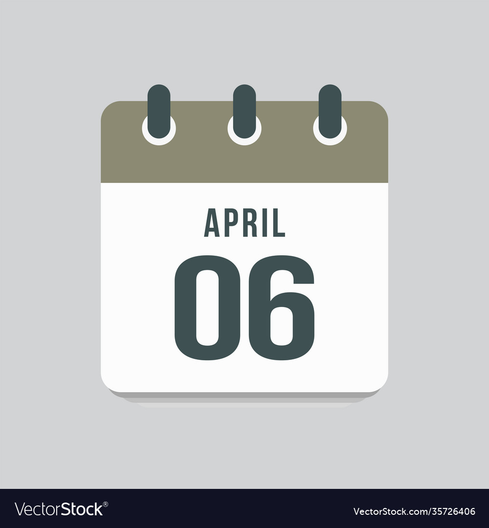 Icon day date 6 april template calendar page