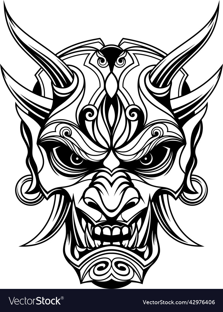 Japanese warrior devilish Royalty Free Vector Image