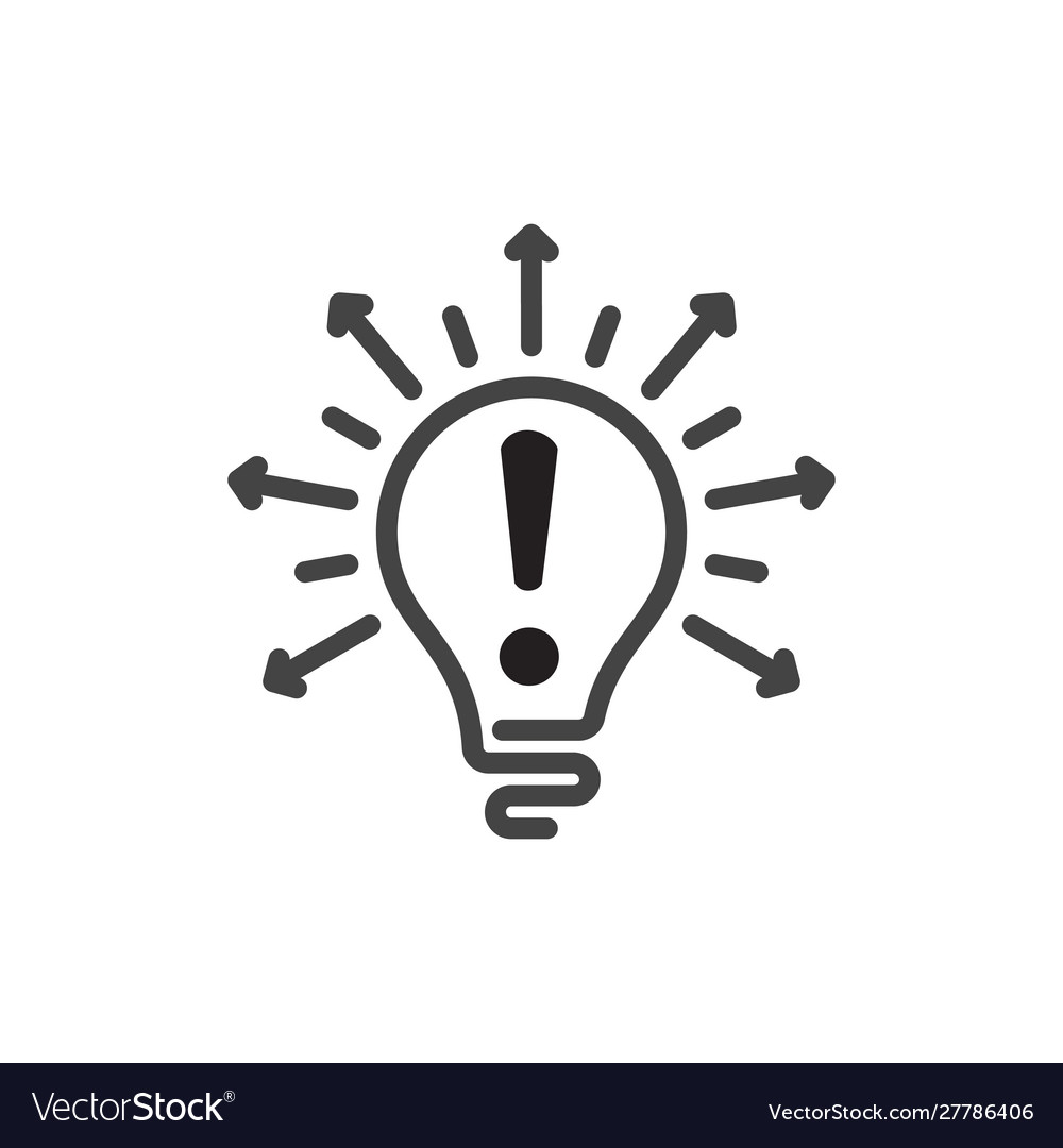 Light bulb line icon with exclamation mark