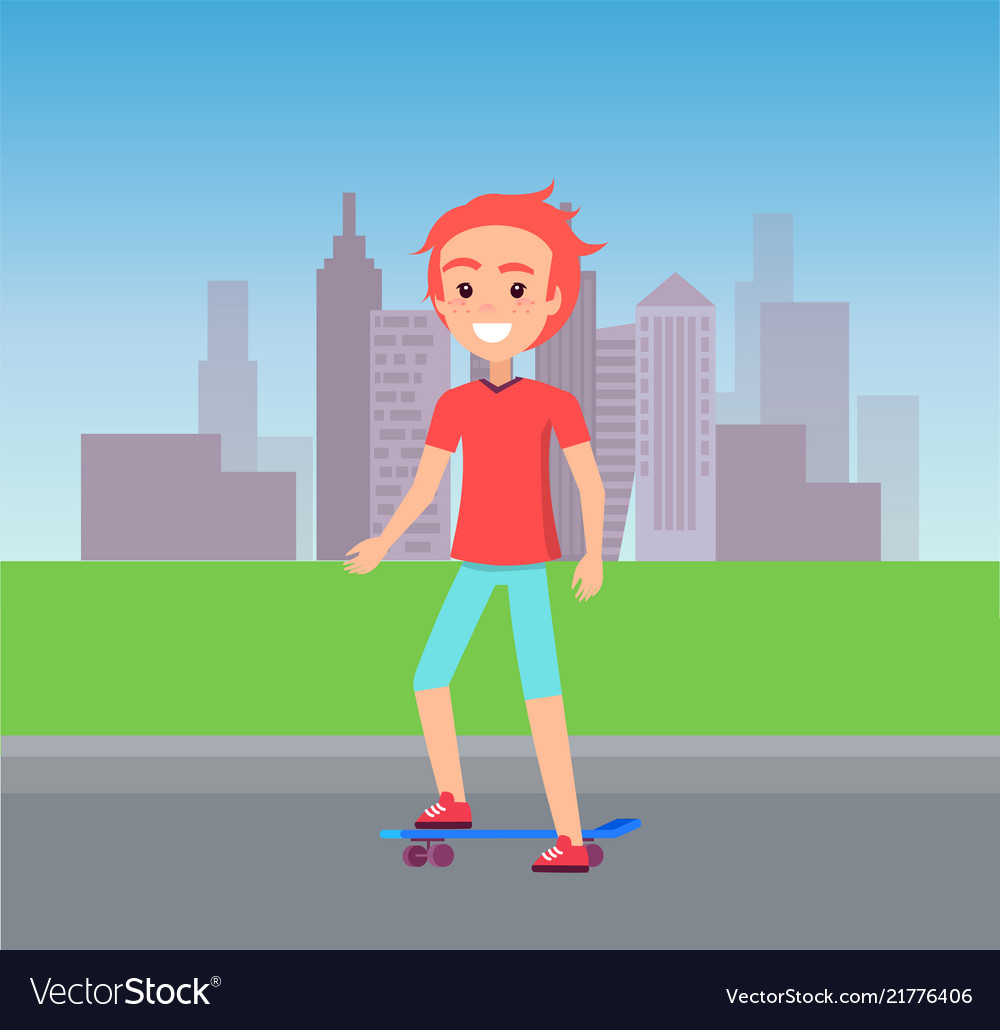 Person skating at city street Royalty Free Vector Image