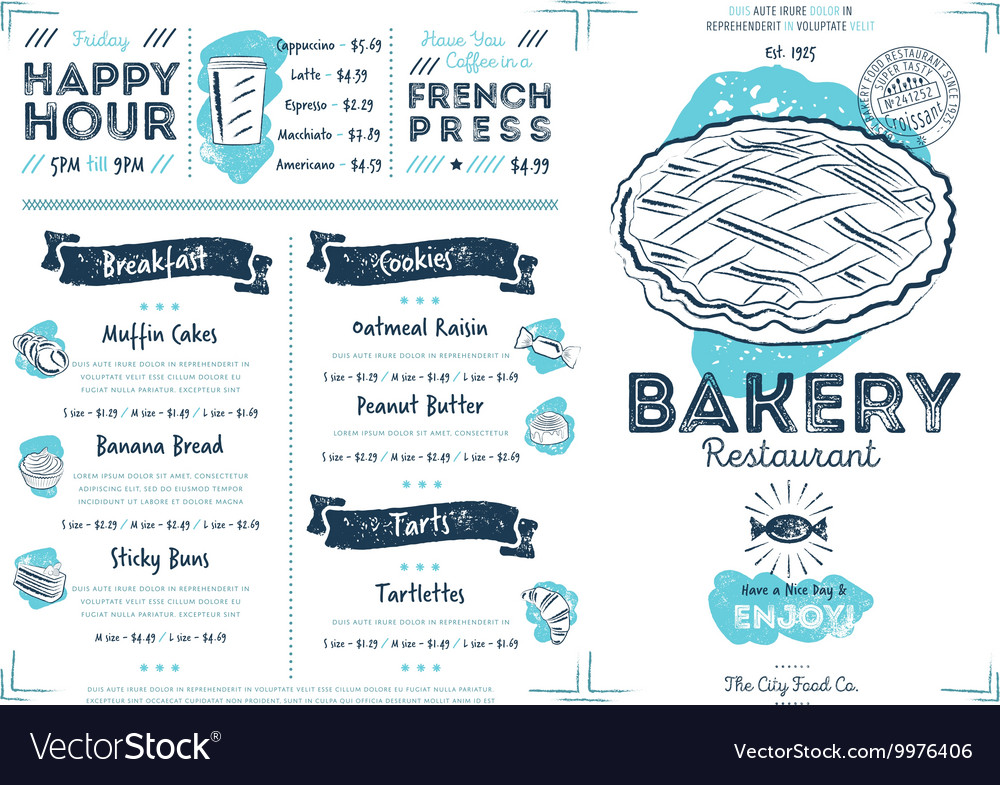 restaurant cafe bakery menu template free bakery menu template