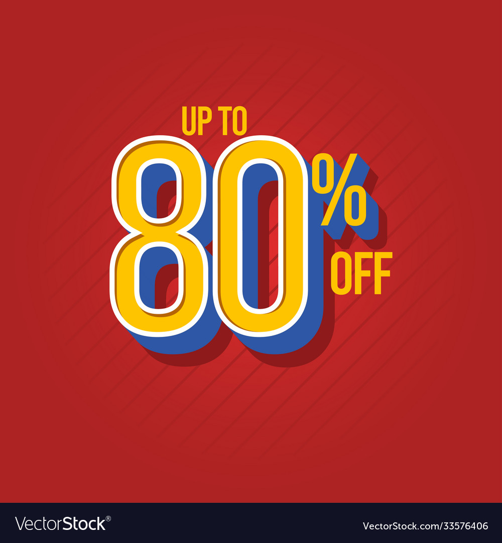 Sale discount up to 80 off template design Vector Image