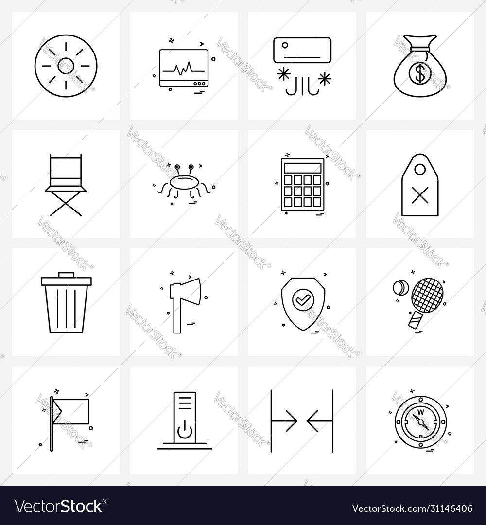 Simple set 16 line icons such as folding