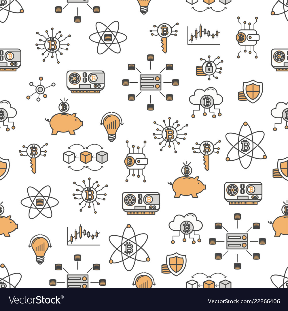 Thin line art bitcoin seamless pattern