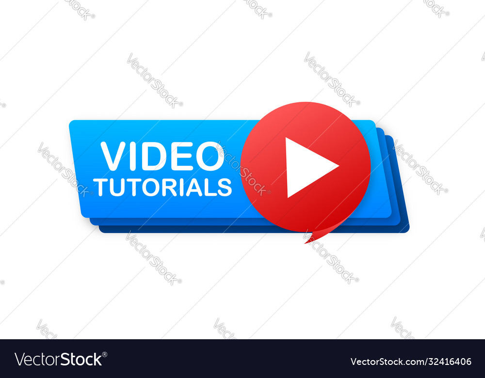 Video tutorials icon concept study and learning vector image Video tutorials icon concept study and learning