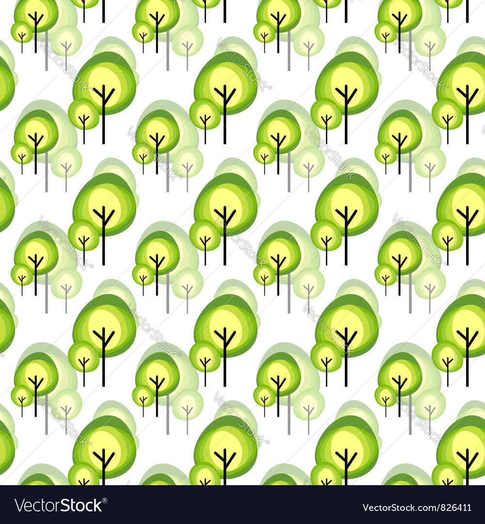 Abstract green tree seamless pattern