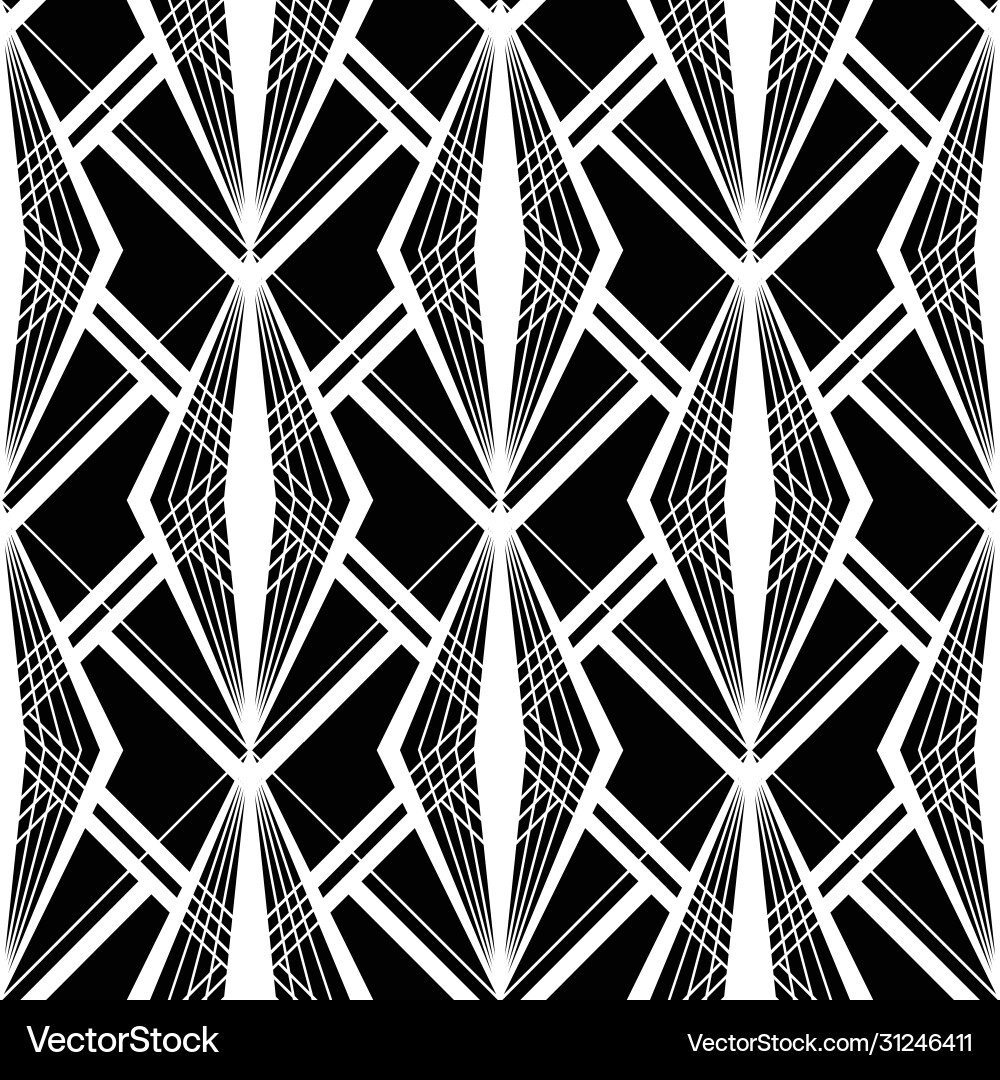 Art deco pattern black white background Royalty Free Vector