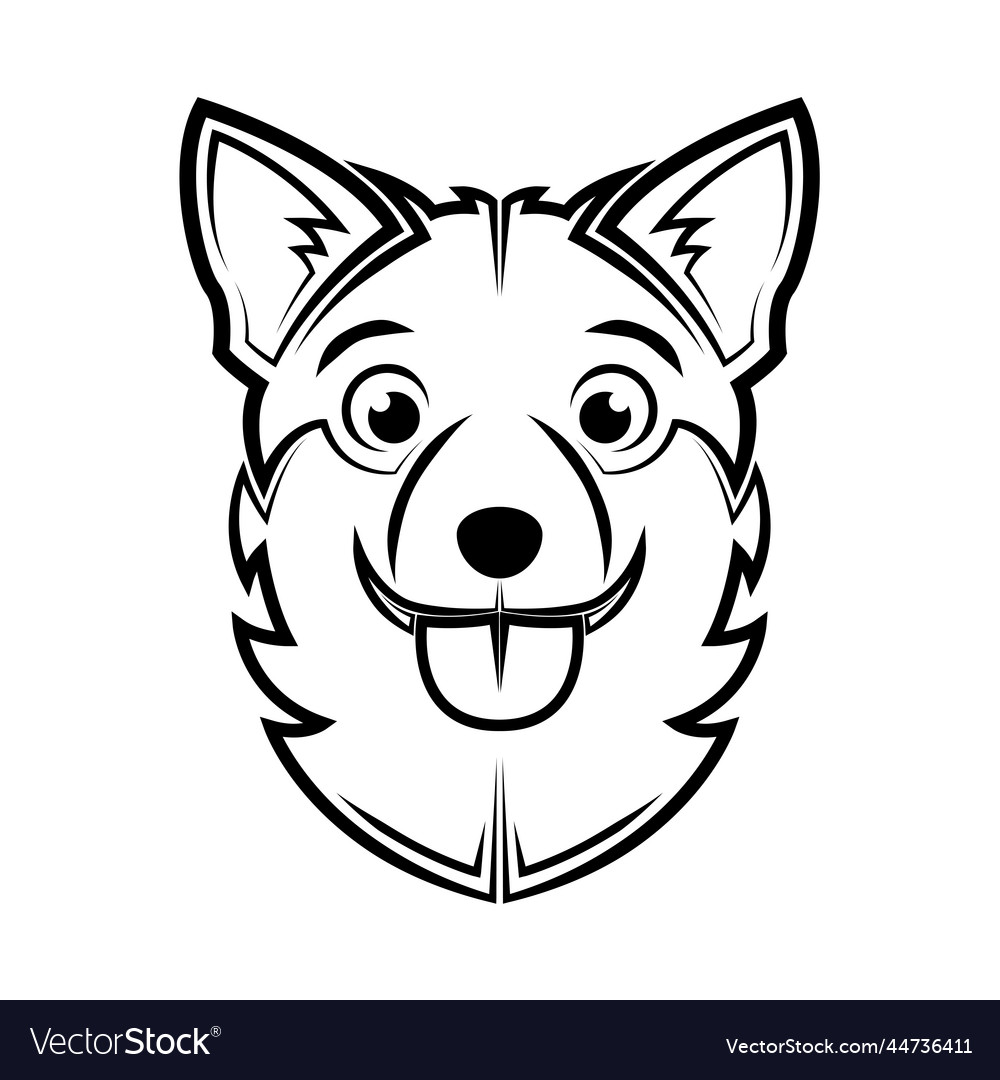 Black and white line art of dog head good use