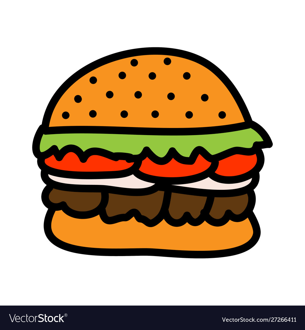Burger concept cartoon flat style Royalty Free Vector Image Burger concept cartoon flat style Royalty Free Vector Image
