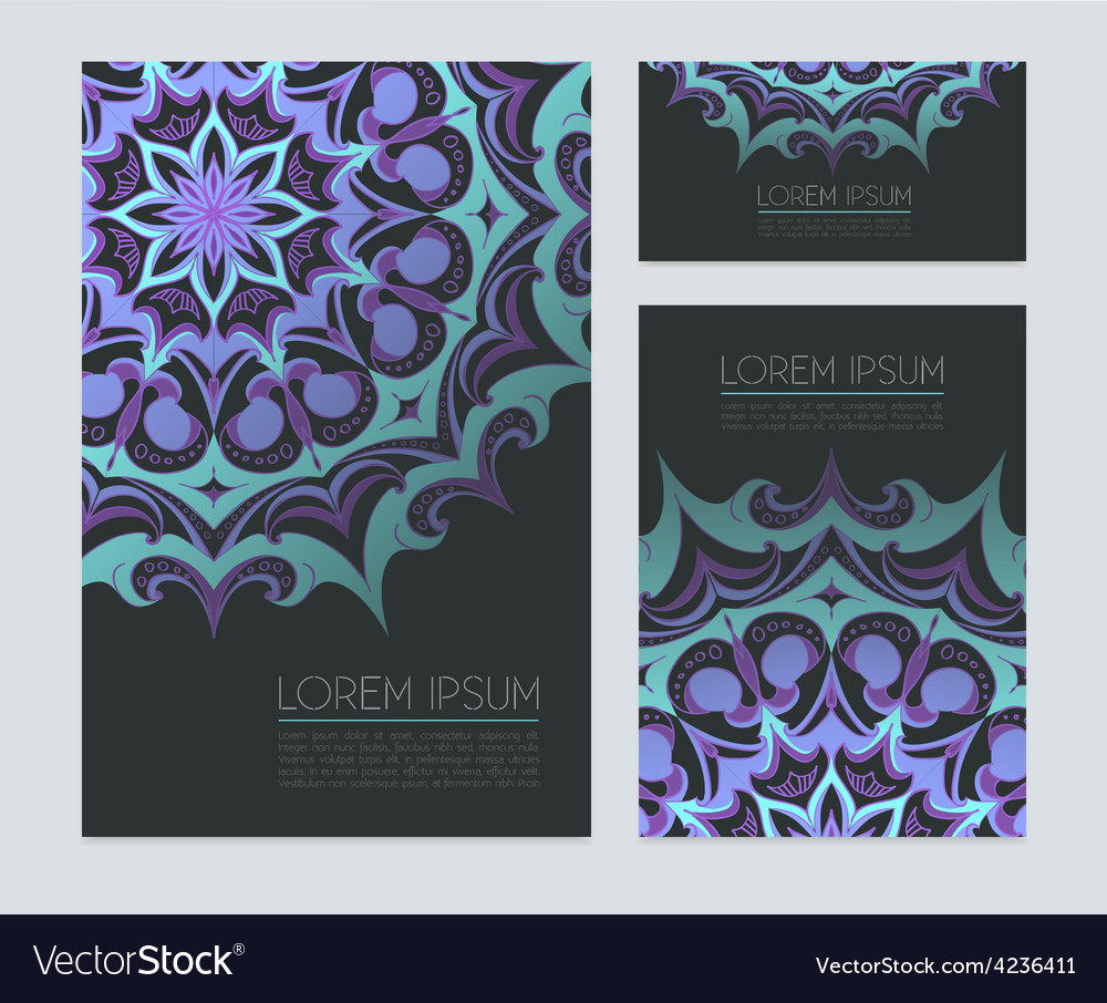 business cards with neon ornaments royalty free vector image